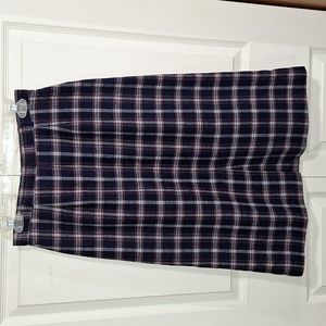 Vintage 70s 80s pant-her lined wool midi/knee length skirt - 6/8 - navy blue